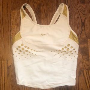 Nike White & Gold Crop Bra Top NWT XS